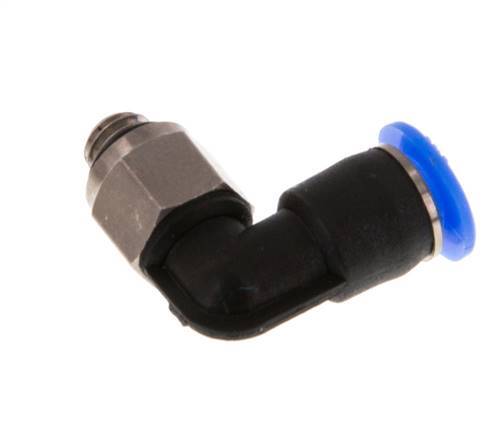 4mm x M 5 90deg Elbow Push-in Fitting with Male Threads Brass/PBT NBR Short Sleeve Rotatable Compact Design [2 Pieces]
