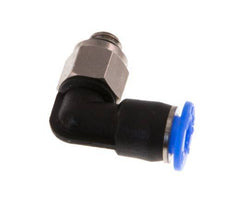 4mm x M 5 90 graden L-verbinding Messing/PBT Insteekfitting Buitendraad Kort Draaibaar Compact Ontwerp NBR [2 Stuks]