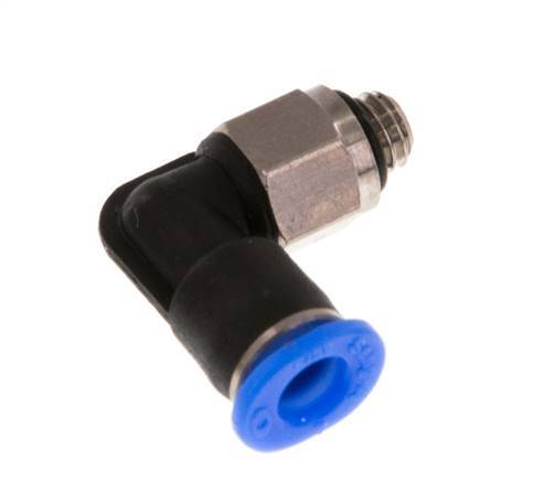 4mm x M 5 90 graden L-verbinding Messing/PBT Insteekfitting Buitendraad Kort Draaibaar Compact Ontwerp NBR [2 Stuks]