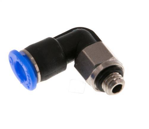 4mm x M 5 90 graden L-verbinding Messing/PBT Insteekfitting Buitendraad Kort Draaibaar Compact Ontwerp NBR [2 Stuks]