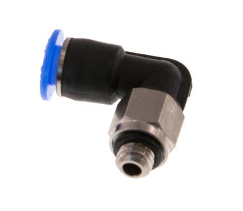4mm x M 5 90 graden L-verbinding Messing/PBT Insteekfitting Buitendraad Kort Draaibaar Compact Ontwerp NBR [2 Stuks]