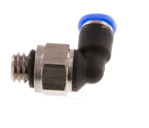 3mm x M 6 90 graden L-verbinding Messing/PBT Insteekfitting Buitendraad Kort Draaibaar Compact Ontwerp NBR [2 Stuks]