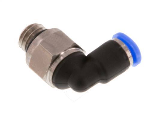 3mm x M 6 90 graden L-verbinding Messing/PBT Insteekfitting Buitendraad Kort Draaibaar Compact Ontwerp NBR [2 Stuks]