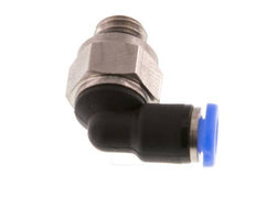 3mm x M 6 90 graden L-verbinding Messing/PBT Insteekfitting Buitendraad Kort Draaibaar Compact Ontwerp NBR [2 Stuks]
