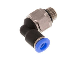 3mm x M 6 90 graden L-verbinding Messing/PBT Insteekfitting Buitendraad Kort Draaibaar Compact Ontwerp NBR [2 Stuks]