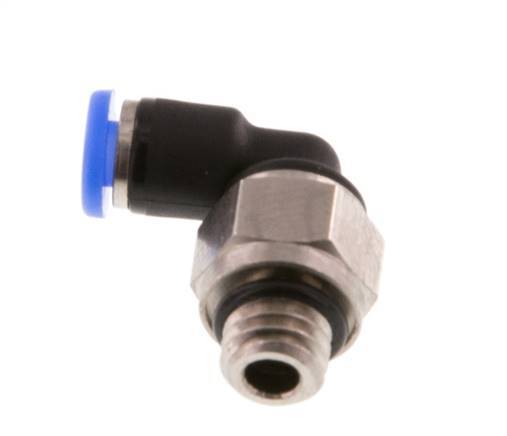 3mm x M 6 90 graden L-verbinding Messing/PBT Insteekfitting Buitendraad Kort Draaibaar Compact Ontwerp NBR [2 Stuks]