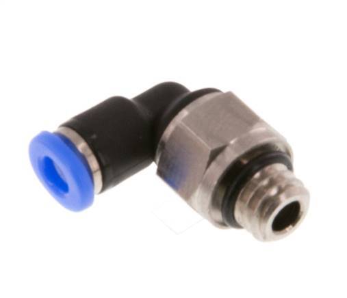 3mm x M 6 90 graden L-verbinding Messing/PBT Insteekfitting Buitendraad Kort Draaibaar Compact Ontwerp NBR [2 Stuks]