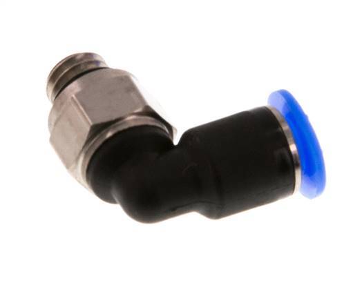 4mm x M 6 90 graden L-verbinding Messing/PBT Insteekfitting Buitendraad Kort Draaibaar Compact Ontwerp NBR [2 Stuks]