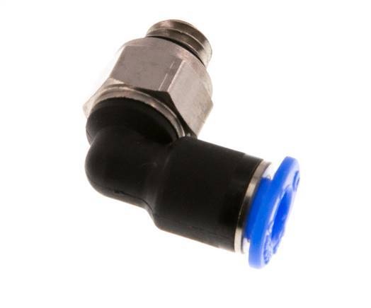 4mm x M 6 90deg Elbow Push-in Fitting with Male Threads Brass/PBT NBR Short Sleeve Rotatable Compact Design [2 Pieces]