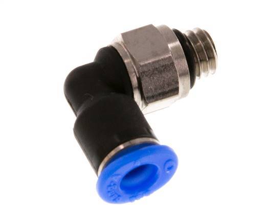 4mm x M 6 90 graden L-verbinding Messing/PBT Insteekfitting Buitendraad Kort Draaibaar Compact Ontwerp NBR [2 Stuks]