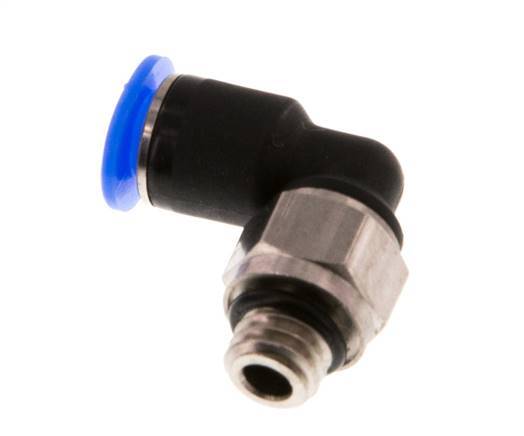 4mm x M 6 90 graden L-verbinding Messing/PBT Insteekfitting Buitendraad Kort Draaibaar Compact Ontwerp NBR [2 Stuks]