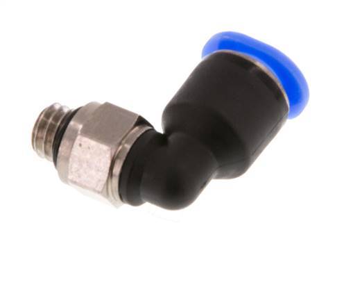 6mm x M 6 90 graden L-verbinding Messing/PBT Insteekfitting Buitendraad Kort Draaibaar Compact Ontwerp NBR [2 Stuks]