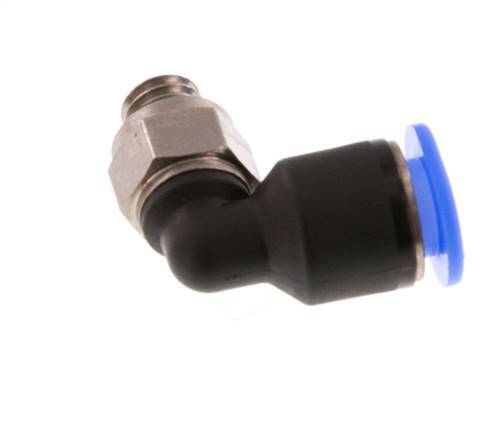 6mm x M 6 90 graden L-verbinding Messing/PBT Insteekfitting Buitendraad Kort Draaibaar Compact Ontwerp NBR [2 Stuks]