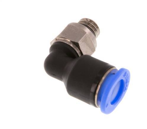 6mm x M 6 90 graden L-verbinding Messing/PBT Insteekfitting Buitendraad Kort Draaibaar Compact Ontwerp NBR [2 Stuks]