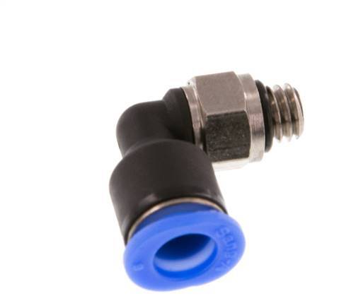 6mm x M 6 90 graden L-verbinding Messing/PBT Insteekfitting Buitendraad Kort Draaibaar Compact Ontwerp NBR [2 Stuks]