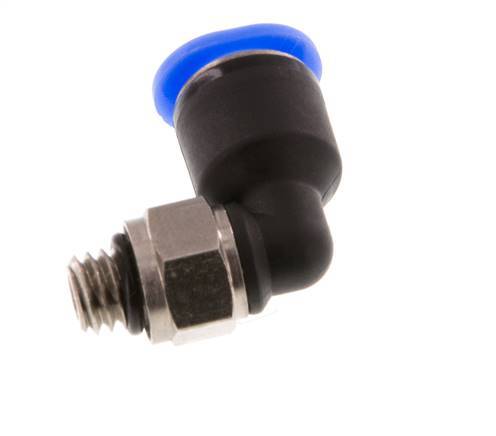 6mm x M 6 90 graden L-verbinding Messing/PBT Insteekfitting Buitendraad Kort Draaibaar Compact Ontwerp NBR [2 Stuks]