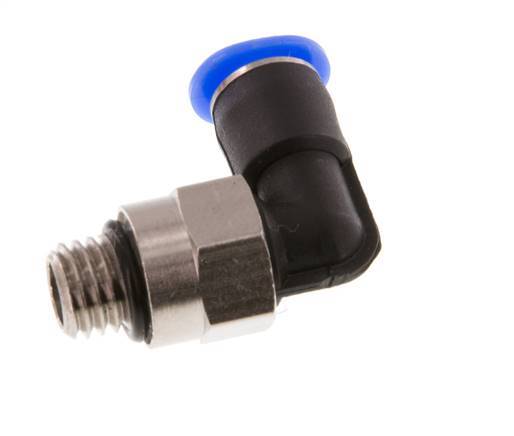 4mm x M 7 90 graden L-verbinding Messing/PBT Insteekfitting Buitendraad Kort Draaibaar Compact Ontwerp NBR [2 Stuks]