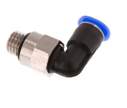 4mm x M 7 90 graden L-verbinding Messing/PBT Insteekfitting Buitendraad Kort Draaibaar Compact Ontwerp NBR [2 Stuks]