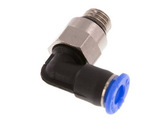 4mm x M 7 90 graden L-verbinding Messing/PBT Insteekfitting Buitendraad Kort Draaibaar Compact Ontwerp NBR [2 Stuks]