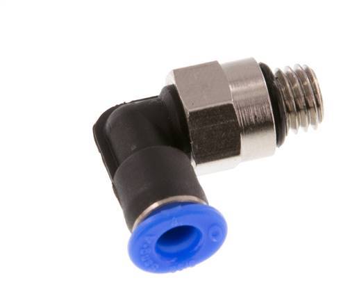 4mm x M 7 90 graden L-verbinding Messing/PBT Insteekfitting Buitendraad Kort Draaibaar Compact Ontwerp NBR [2 Stuks]