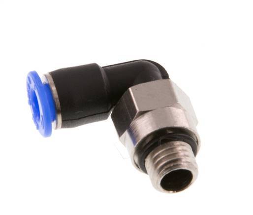 4mm x M 7 90 graden L-verbinding Messing/PBT Insteekfitting Buitendraad Kort Draaibaar Compact Ontwerp NBR [2 Stuks]