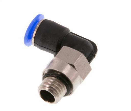 4mm x M 7 90 graden L-verbinding Messing/PBT Insteekfitting Buitendraad Kort Draaibaar Compact Ontwerp NBR [2 Stuks]