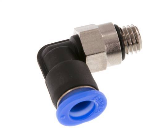 6mm x M 7 90 graden L-verbinding Messing/PBT Insteekfitting Buitendraad Kort Draaibaar Compact Ontwerp NBR [2 Stuks]