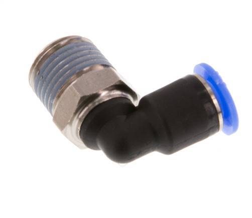 4mm x R1/8'' 90deg Elbow Push-in Fitting with Male Threads Brass/PBT NBR Short Sleeve Rotatable Compact Design [2 Pieces]