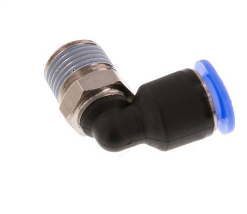 6mm x R1/8'' 90deg Elbow Push-in Fitting with Male Threads Brass/PBT NBR Short Sleeve Rotatable Compact Design [2 Pieces]