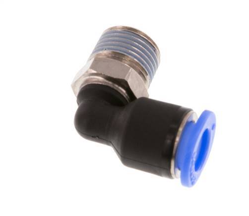 6mm x R1/8'' 90 graden L-verbinding Messing/PBT Insteekfitting Buitendraad Kort Draaibaar Compact Ontwerp NBR [2 Stuks]