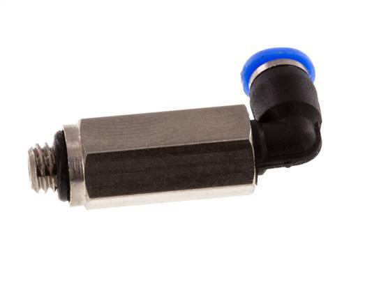 3mm x M 5 90 graden L-verbinding Messing/PBT Insteekfitting Buitendraad Lange Huls Draaibaar Compact Ontwerp NBR [2 Stuks]