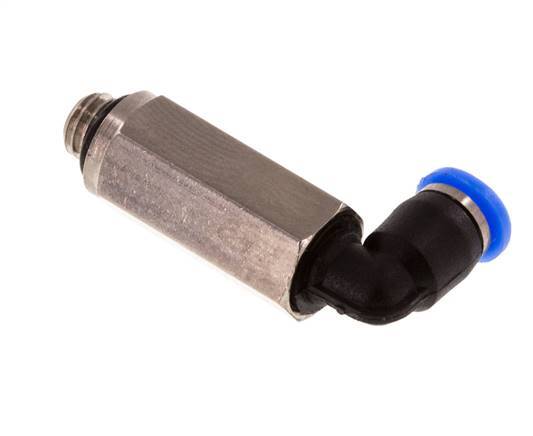 3mm x M 5 90 graden L-verbinding Messing/PBT Insteekfitting Buitendraad Lange Huls Draaibaar Compact Ontwerp NBR [2 Stuks]