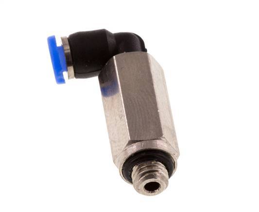 3mm x M 5 90 graden L-verbinding Messing/PBT Insteekfitting Buitendraad Lange Huls Draaibaar Compact Ontwerp NBR [2 Stuks]