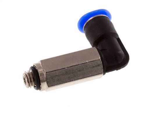 4mm x M 5 90deg Elbow Push-in Fitting with Male Threads Brass/PBT NBR Long Sleeve Rotatable Compact Design [2 Pieces]