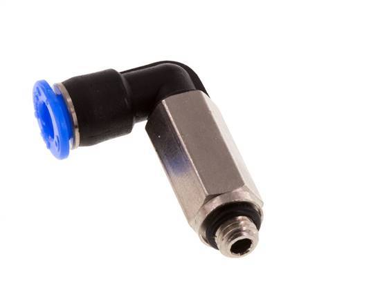 4mm x M 5 90 graden L-verbinding Messing/PBT Insteekfitting Buitendraad Lange Huls Draaibaar Compact Ontwerp NBR [2 Stuks]