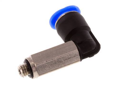 6mm x M 5 90deg Elbow Push-in Fitting with Male Threads Brass/PBT NBR Long Sleeve Rotatable Compact Design [2 Pieces]
