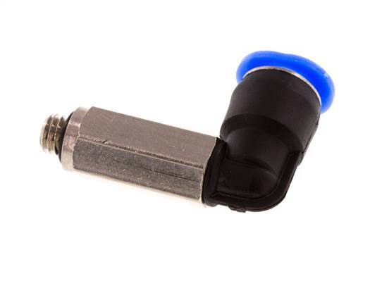 6mm x M 5 90deg Elbow Push-in Fitting with Male Threads Brass/PBT NBR Long Sleeve Rotatable Compact Design [2 Pieces]
