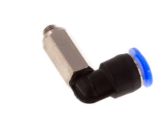 6mm x M 5 90 graden L-verbinding Messing/PBT Insteekfitting Buitendraad Lange Huls Draaibaar Compact Ontwerp NBR [2 Stuks]