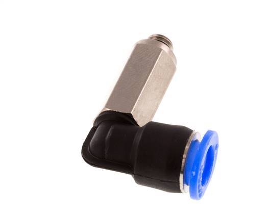 6mm x M 5 90 graden L-verbinding Messing/PBT Insteekfitting Buitendraad Lange Huls Draaibaar Compact Ontwerp NBR [2 Stuks]