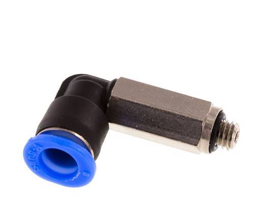 6mm x M 5 90 graden L-verbinding Messing/PBT Insteekfitting Buitendraad Lange Huls Draaibaar Compact Ontwerp NBR [2 Stuks]
