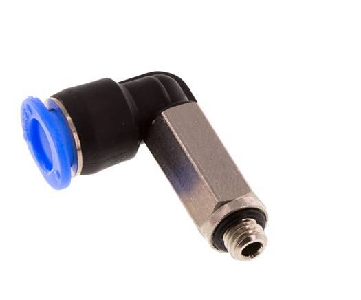 6mm x M 5 90 graden L-verbinding Messing/PBT Insteekfitting Buitendraad Lange Huls Draaibaar Compact Ontwerp NBR [2 Stuks]
