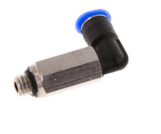 4mm x M 6 90deg Elbow Push-in Fitting with Male Threads Brass/PBT NBR Long Sleeve Rotatable Compact Design [2 Pieces]