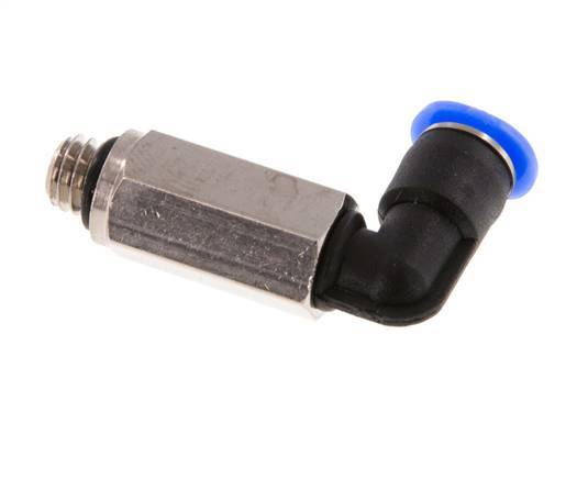 4mm x M 6 90deg Elbow Push-in Fitting with Male Threads Brass/PBT NBR Long Sleeve Rotatable Compact Design [2 Pieces]
