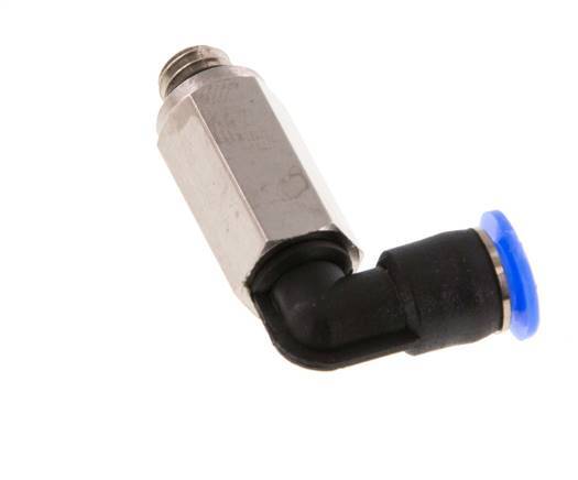 4mm x M 6 90deg Elbow Push-in Fitting with Male Threads Brass/PBT NBR Long Sleeve Rotatable Compact Design [2 Pieces]