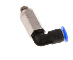 4mm x M 6 90deg Elbow Push-in Fitting with Male Threads Brass/PBT NBR Long Sleeve Rotatable Compact Design [2 Pieces]