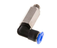 4mm x M 6 90deg Elbow Push-in Fitting with Male Threads Brass/PBT NBR Long Sleeve Rotatable Compact Design [2 Pieces]