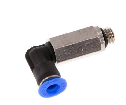 4mm x M 6 90deg Elbow Push-in Fitting with Male Threads Brass/PBT NBR Long Sleeve Rotatable Compact Design [2 Pieces]