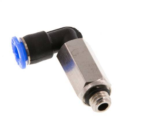 4mm x M 6 90deg Elbow Push-in Fitting with Male Threads Brass/PBT NBR Long Sleeve Rotatable Compact Design [2 Pieces]