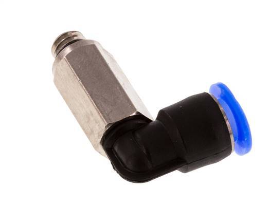 6mm x M 6 90 graden L-verbinding Messing/PBT Insteekfitting Buitendraad Lange Huls Draaibaar Compact Ontwerp NBR [2 Stuks]