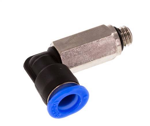 6mm x M 6 90 graden L-verbinding Messing/PBT Insteekfitting Buitendraad Lange Huls Draaibaar Compact Ontwerp NBR [2 Stuks]